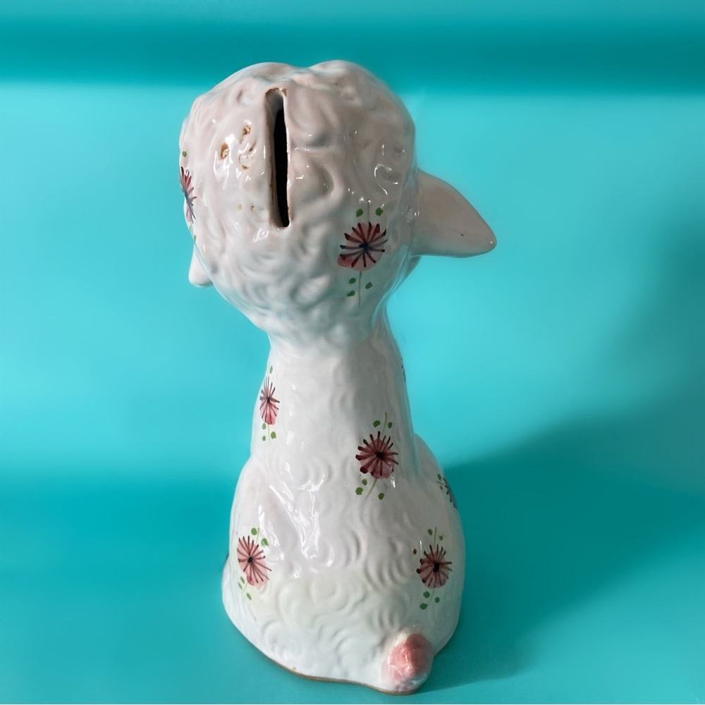 Vintage 70s lamb sheep Italian ceramic piggy bank home decor figurine boho - Picture 5 of 5